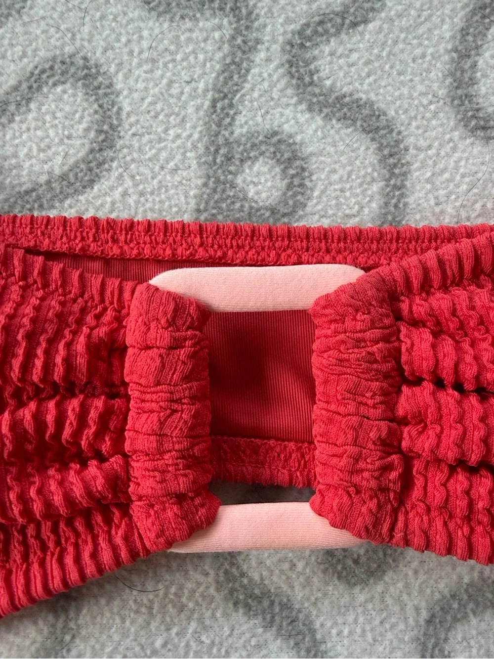 Aerie Crinkle Ring Bandeau Bikini Top in Resort Red